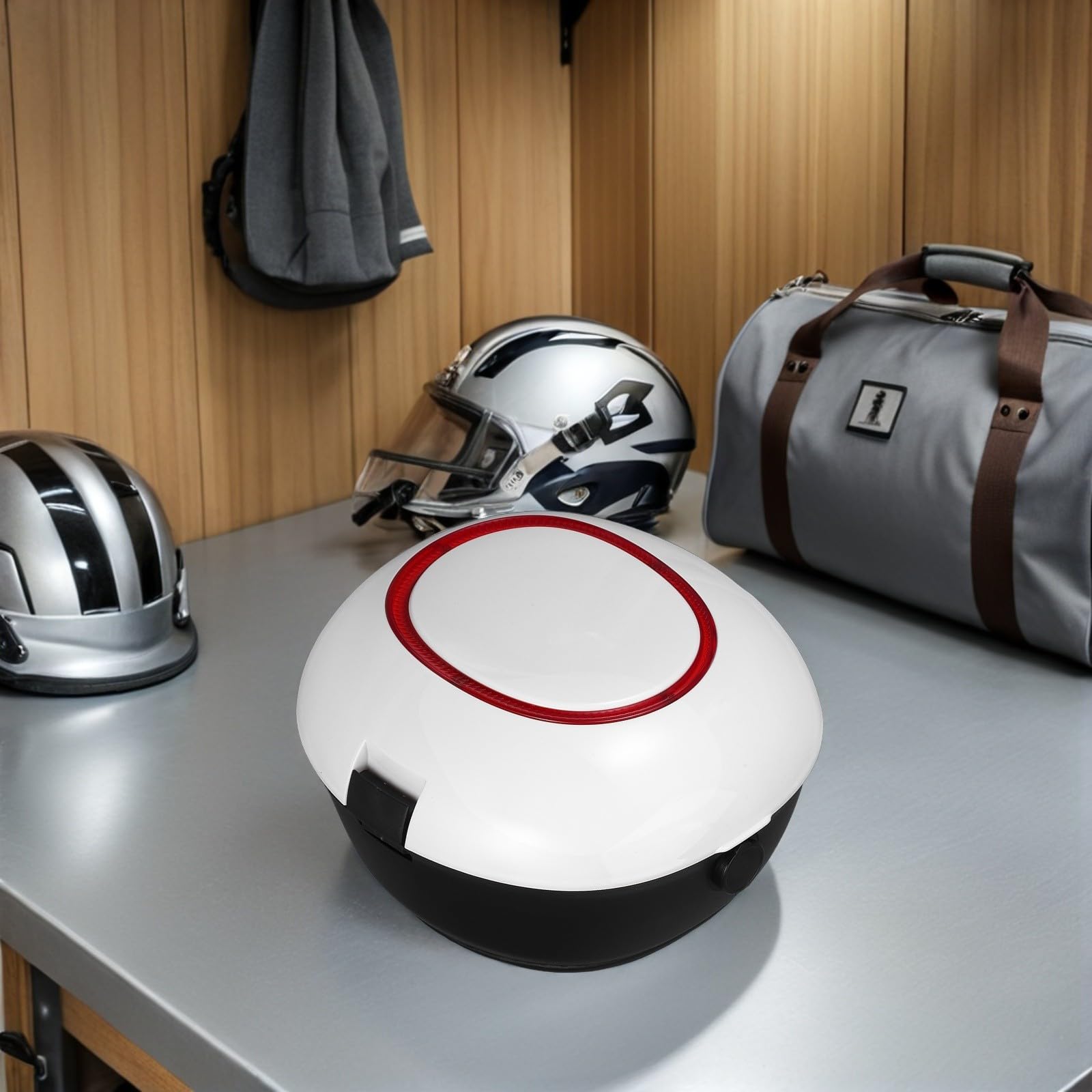 POPETPOP Top Case et Coffre Arrière en ABS pour Moto avec Dossier Rembourré Coffre de Rangement Sécurisé Blanc Adapté aux Scooters Électriques pour Activités de Plein Air