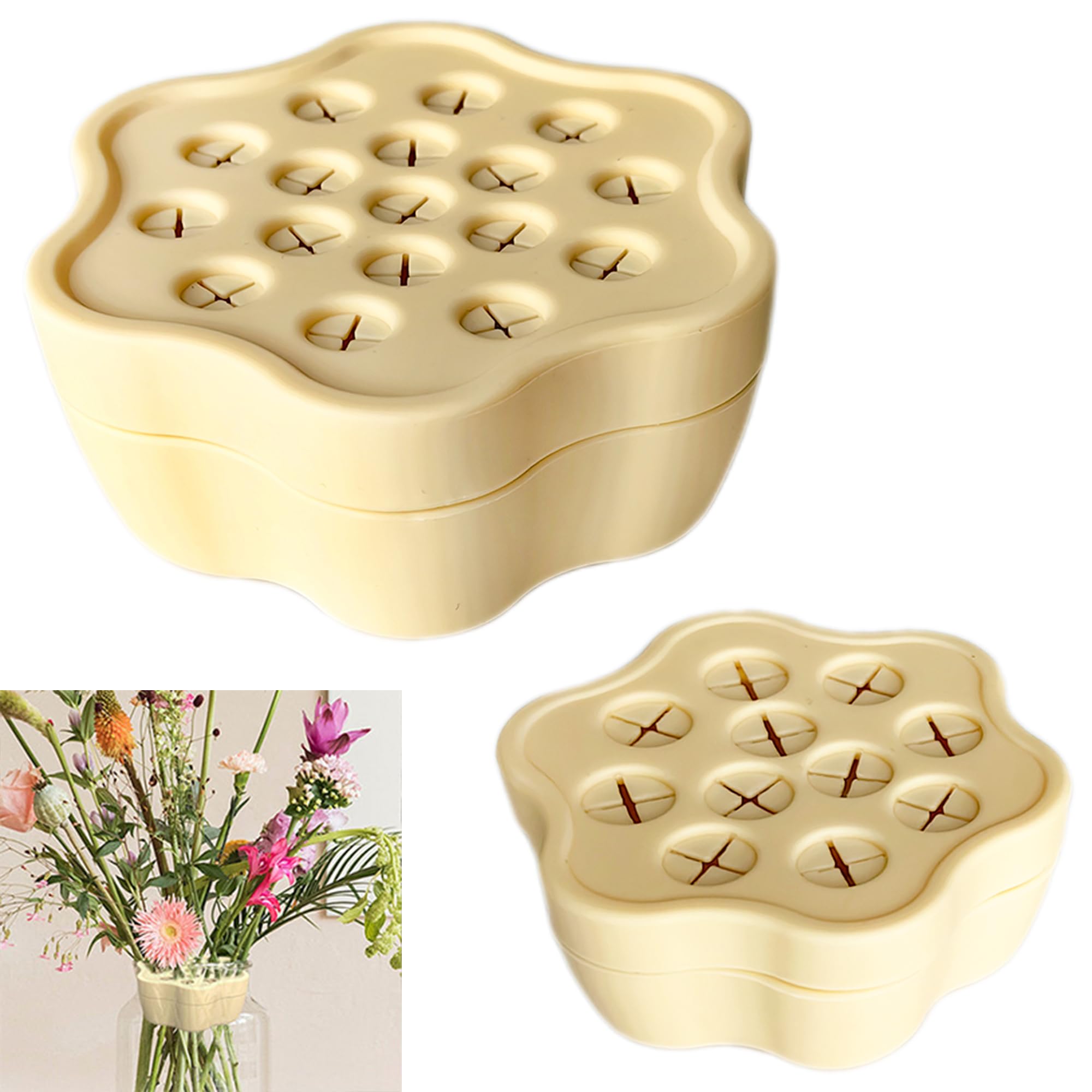 Supporto Spirale per Stelo Fiori - Set di 2, Giallo, Anello Porta Stelo a Spirale, Ideale per Creare Bellissimi Bouquet, per Divertirsi con Le Composizioni Floreali Sempre e Ovunque