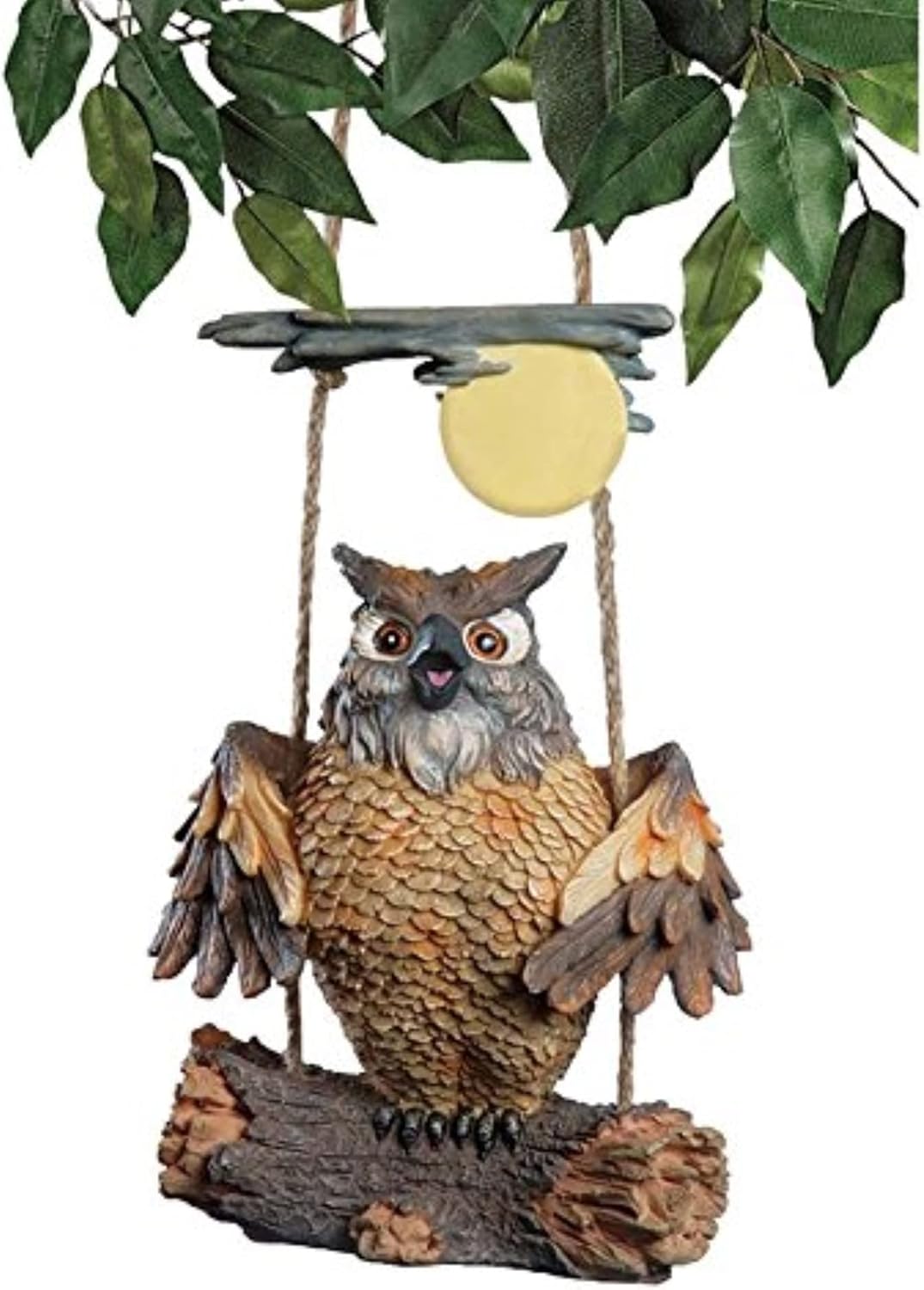 Design Toscano EU42044 Decor-Howie The Hoot Swinging Sculpture-Night Gifts-Owl Moon, Full Color