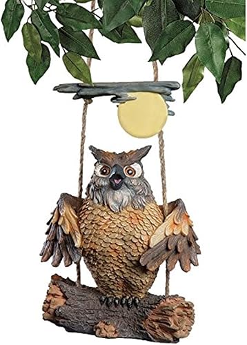 Design Toscano EU42044 Decor-Howie The Hoot - Escultura oscilante, regalos de noche, luna de búho, a todo color