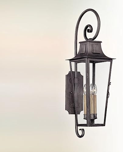 Miniatura 2 de Troy Lighting French Quarter - Farol de pared para exteriores con 4 luces, acabado de peltre envejecido con cristal transparente