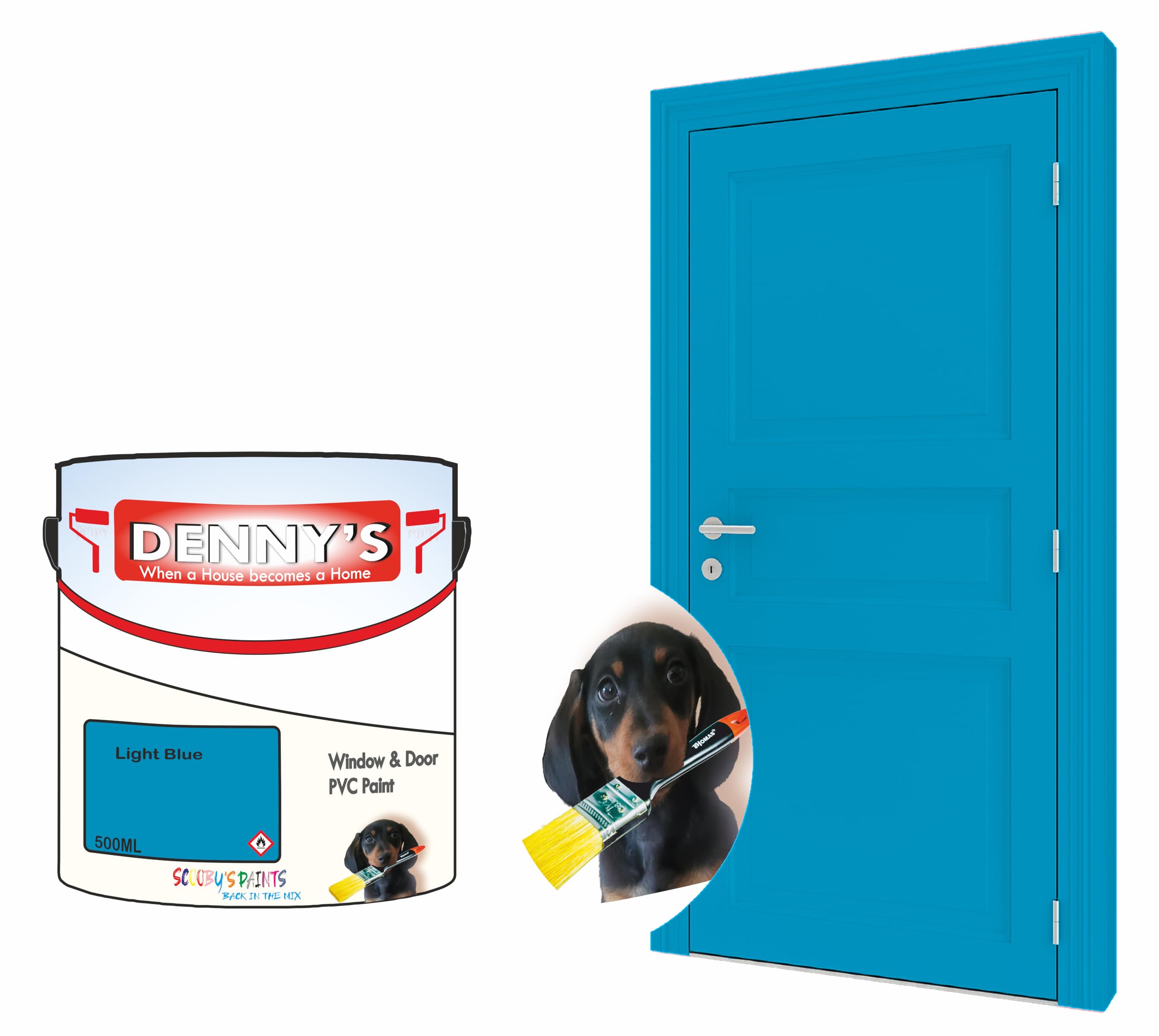 Window & Door PVC/UPVC Paint, 500ml, Available in Matte Gloss Sation Finish Metallic Colours and Solids (Light Blue)