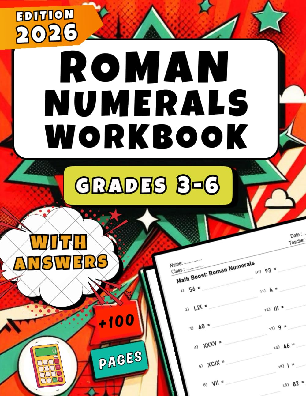 Roman Numerals Workbook for Grades 3-6: + 1,350 Practice Exercises with Answer Key