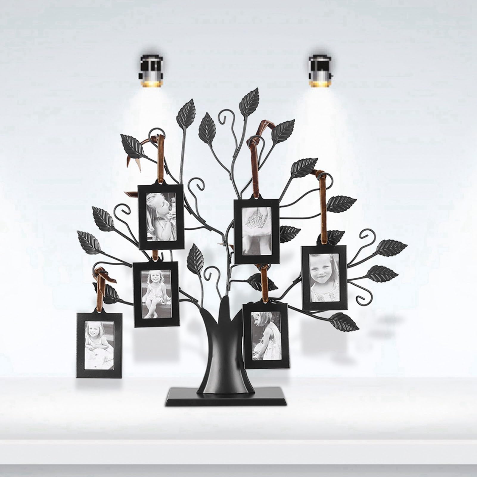 Yctze Albero Portafoto per Famiglie Alla Moda con Cornici Multiple Sospese per Decorazioni Domestiche e Collage Estetici da Parete (S Con 6 cornici per foto da 6,4 x 4,6 cm)