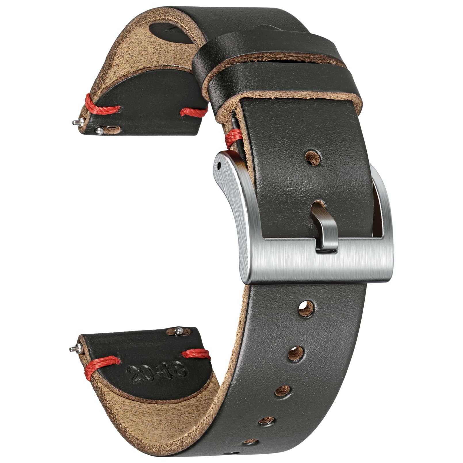 Soft Horween Leather Watch Bands for Men 19mm Watch Strap Quick Release Vintage Watch Wrap with Heavy Duty Dust Buckle
