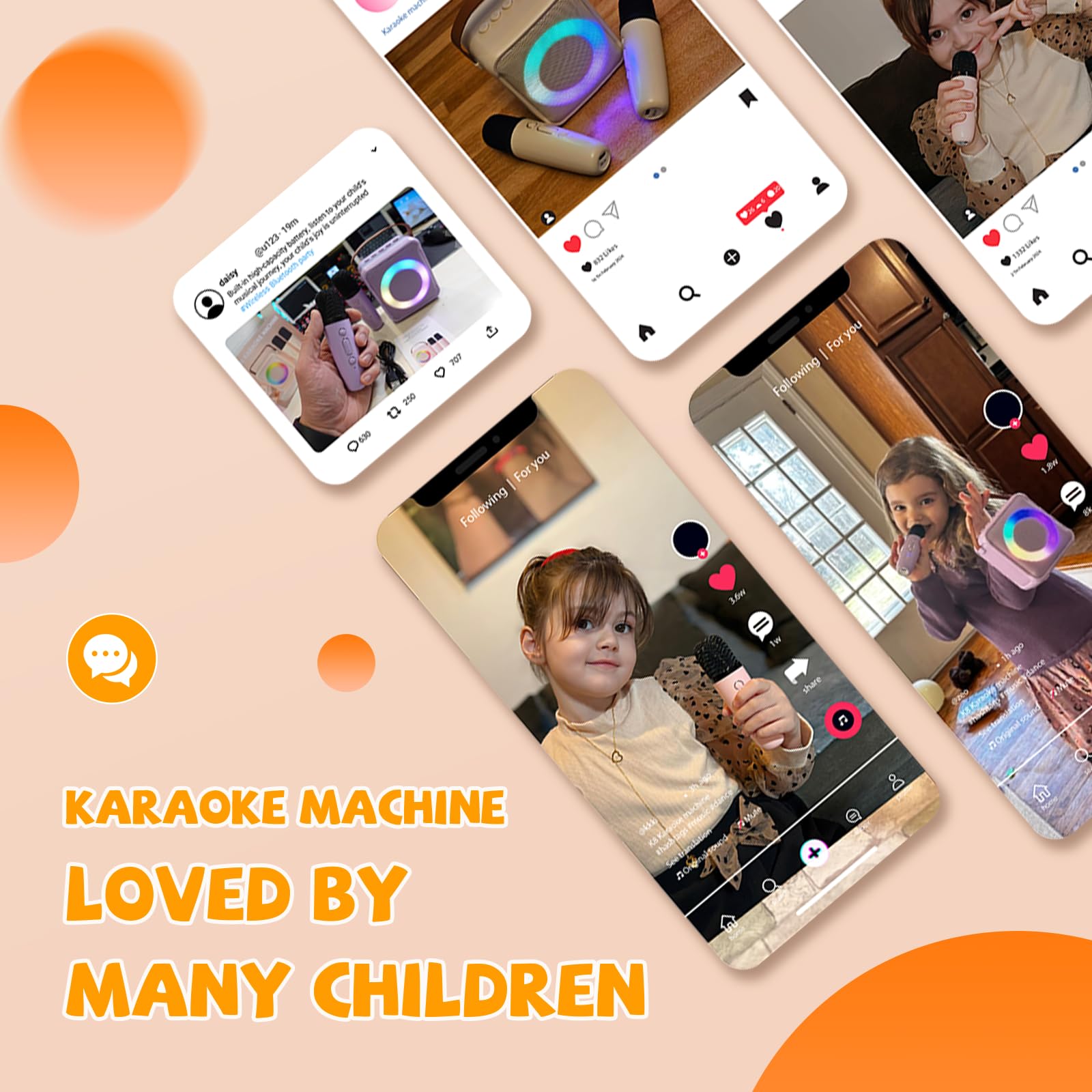 Ankuka Juguetes de Karaoke para niños y Adultos con 2 micrófonos, máquina de Karaoke portátil con luz LED y Efectos de Cambio de Voz, Regalos para niños de 3 a 18 años, Fiestas de cumpleaños