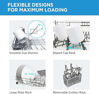 Midea Countertop Dishwasher Portable, 6 Place Settings, Energy Star | Mini Dishwasher with 6+2 Cycles, 52 dB Quiet & Compact, Perfect for Apartments, Dorms, or RVs, Silver
