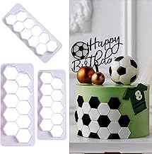 3 PCS Hexagon Cookie Cutter Set ，Cutters for Football Cake Decorations and Crafting
