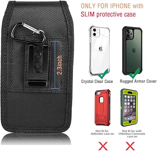 Miniatura 4 de Funda de nailon para iPhone 13 Mini /SE2, funda vertical resistente para cinturón con clip para cinturón para iPhone 8 7 6S 6 iPhone 12 Mini SE