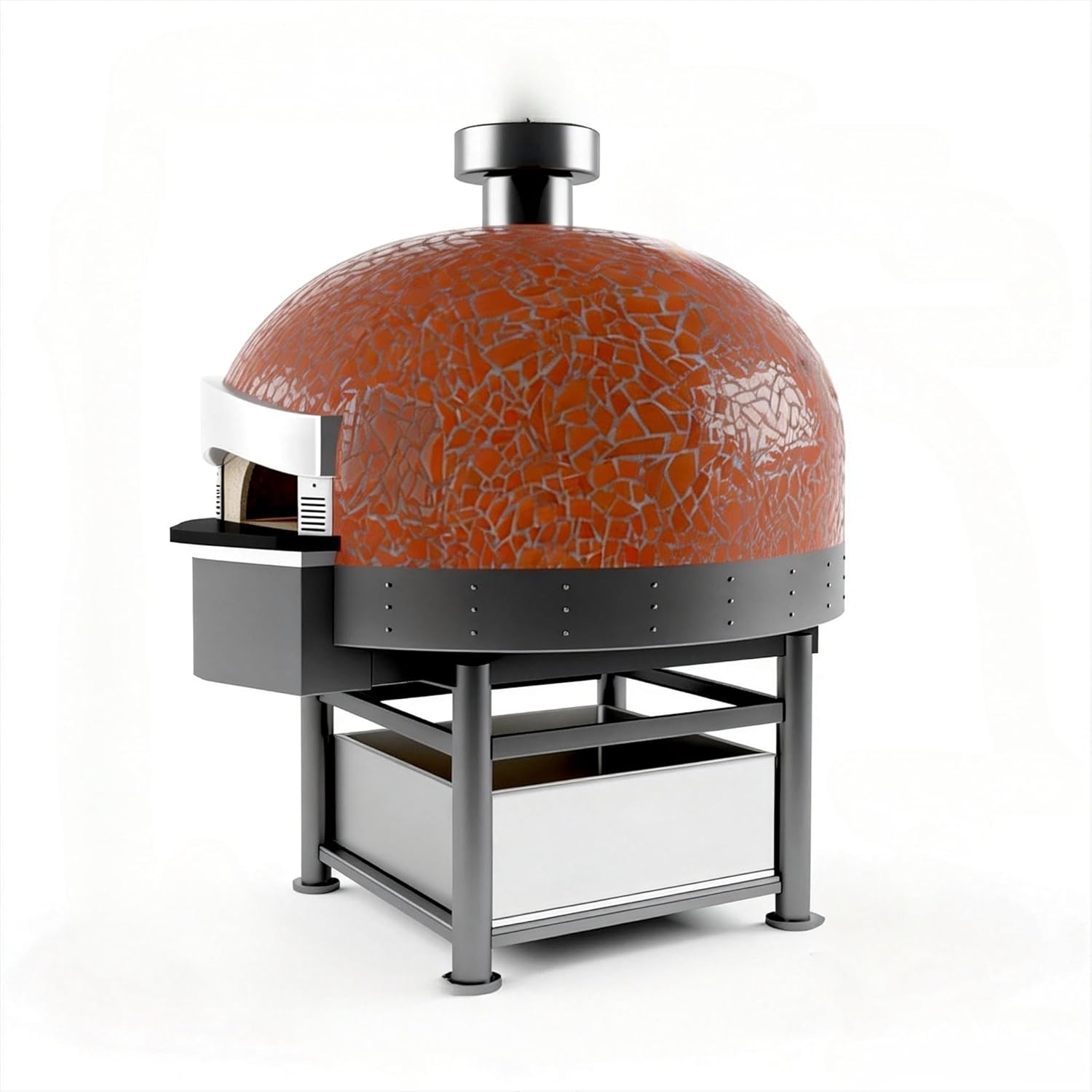 Artisan Outdoor Pizza Oven - Stainless Steel Wood Fired Pizza Oven with Built-In Thermometer and Cordierite Stone, High Temperature 16" Gas and Wood Hybrid Oven for Backyard