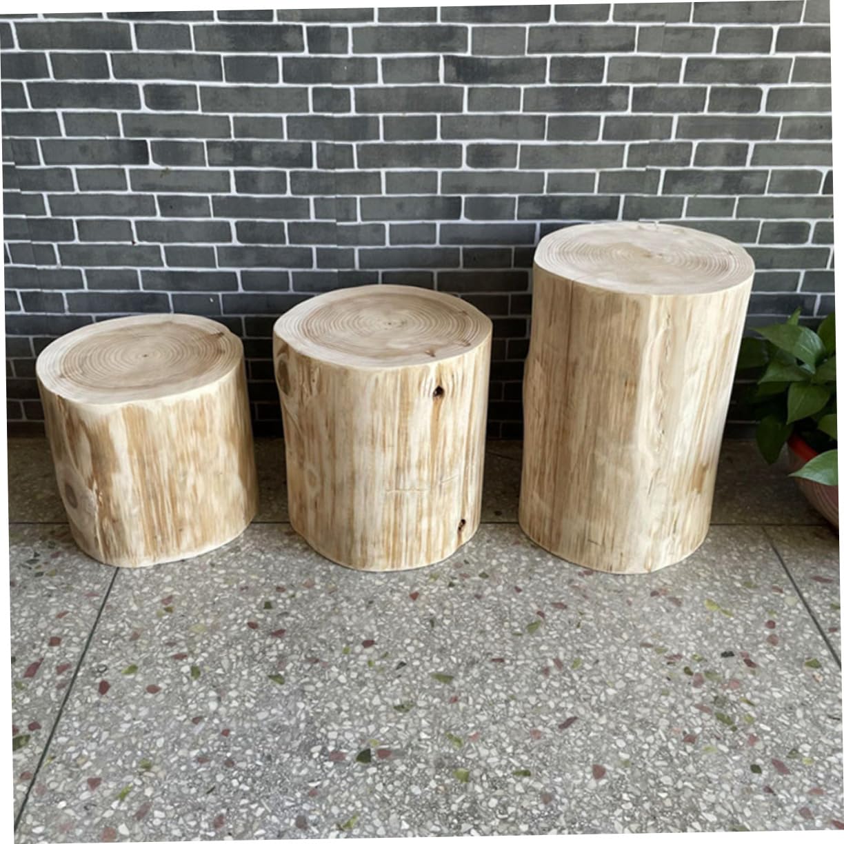 BESPORTBLE Taburete De Madera Maciza Asiento Multifuncional para Interior Decoración Rústica De Árbol Estable y Resistente