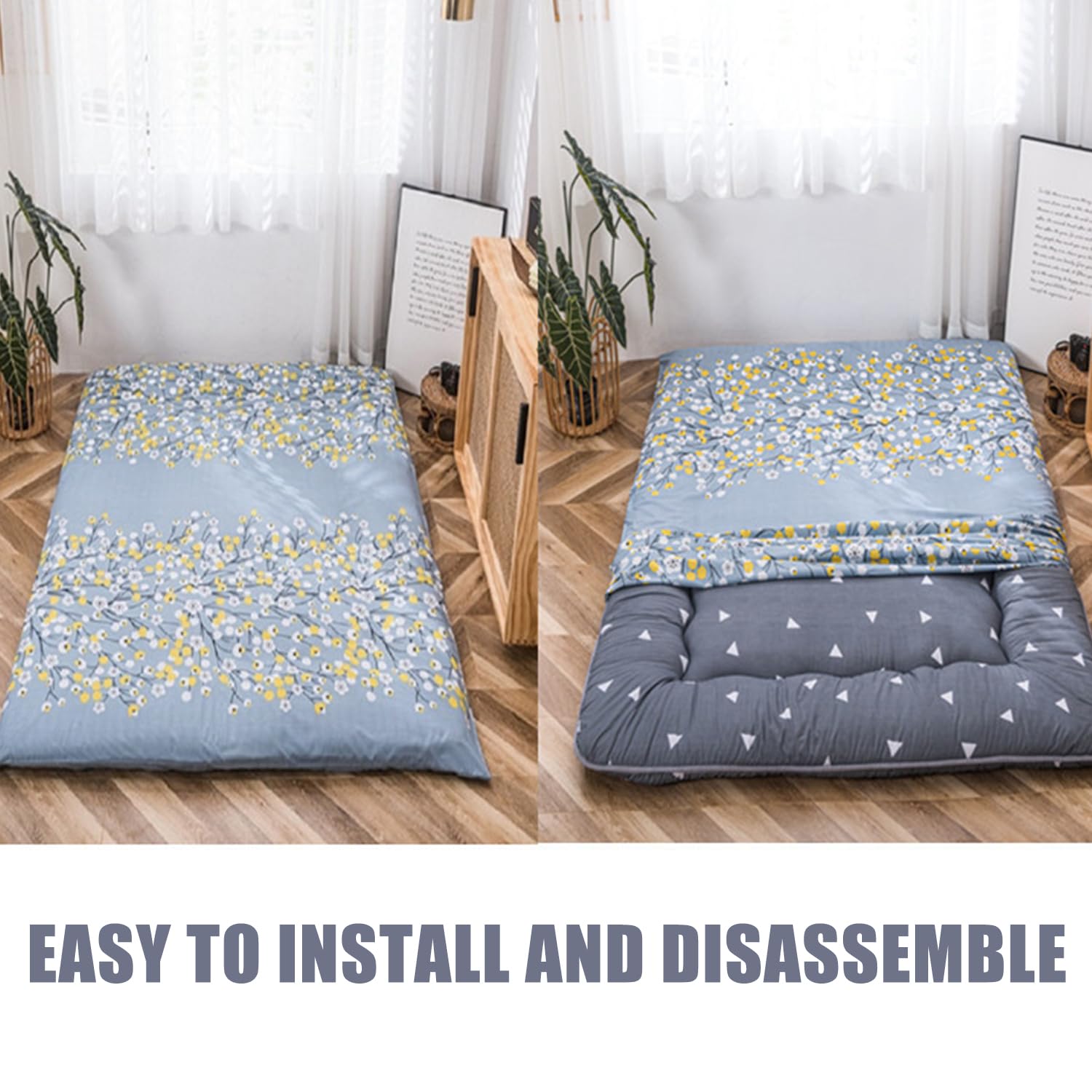 Queen Futon-Matratzenbezug mit Reißverschluss, waschbarer japanischer Bodenmatratzenschutz, staubdicht, Futonbezug, 120 x 200 cm (B)