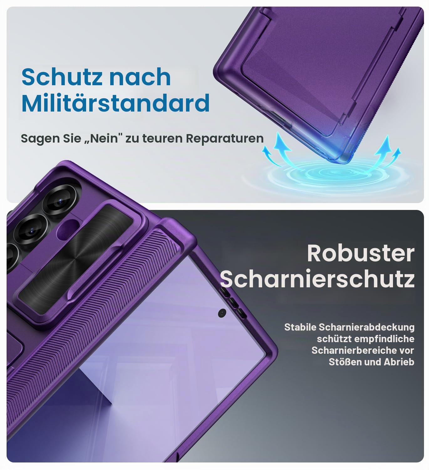 Vihibii für Samsung Z Fold 7 Hülle mit Kartenfach, Lila