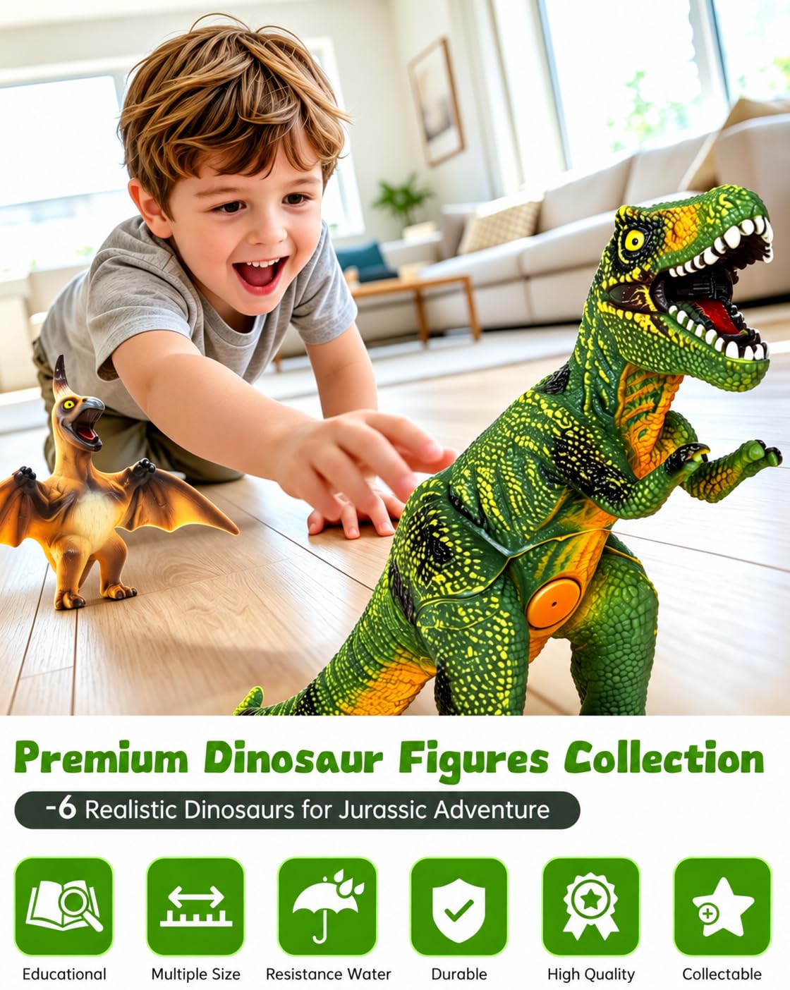Jumbo Dinosaur Toys for Kids - 6 Realistic Figures -8 Jumbo Dinosaur Toys for Kids - 6 Realistic Figures -8
