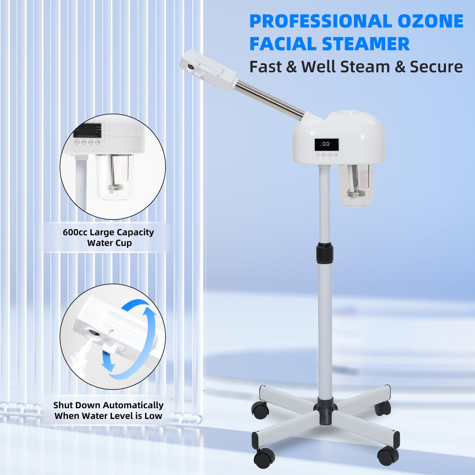Professionelle Gesichtsdampfer, Nano-Ionen-Heißnebelspray, Timer-Funktion, Gesichtsdampfer, Gesichtsdampfer für Kosmetikerinnen, Spa zu Hause