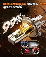 Vista 5 de SEALIGHT S6 Pro HB2 H4 - Faros antiniebla de 52 000 lúmenes, 10 veces más brillantes, con 32 chips, 80 000 horas de vida útil, luz de conducción