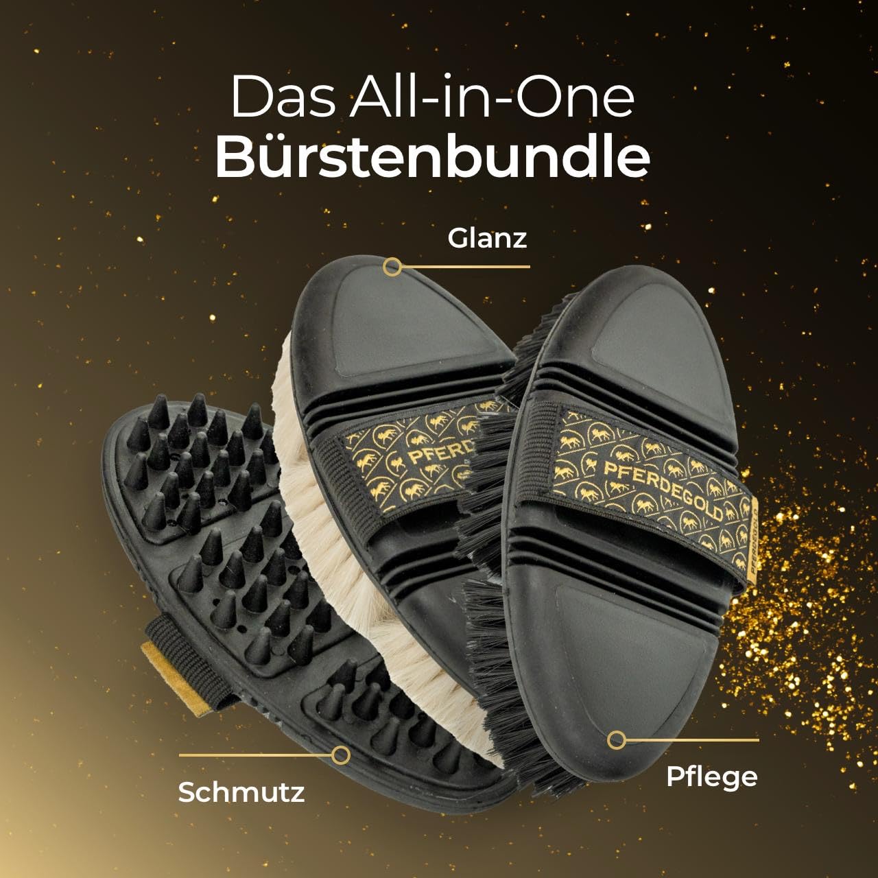 Bürsten Bundle - Mit Glanzbürste, Kardätsche & Massagestriegel