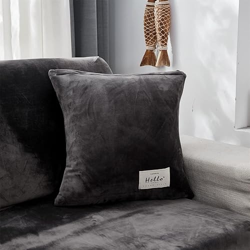Miniatura 1 de Funda de cojín universal resistente al desgaste, fundas de almohada de terciopelo de 18 x 18 pulgadas, fundas antideslizantes separadas para sofá de