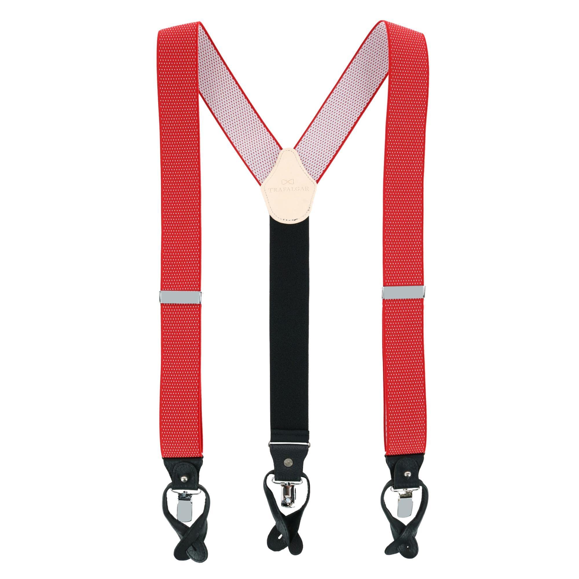 Trafalgar Men's Napier Elastic Convertible End Braces (Suspenders), Red