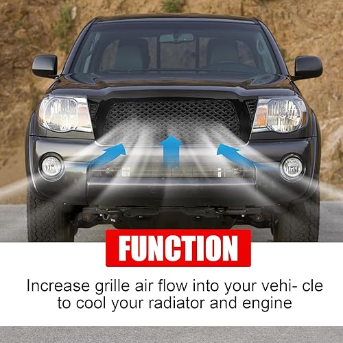 Miniatura 7 de Parrilla delantera del coche, parachoques automotriz de repuesto de malla brillante negro para Tacoma 2012201320142015