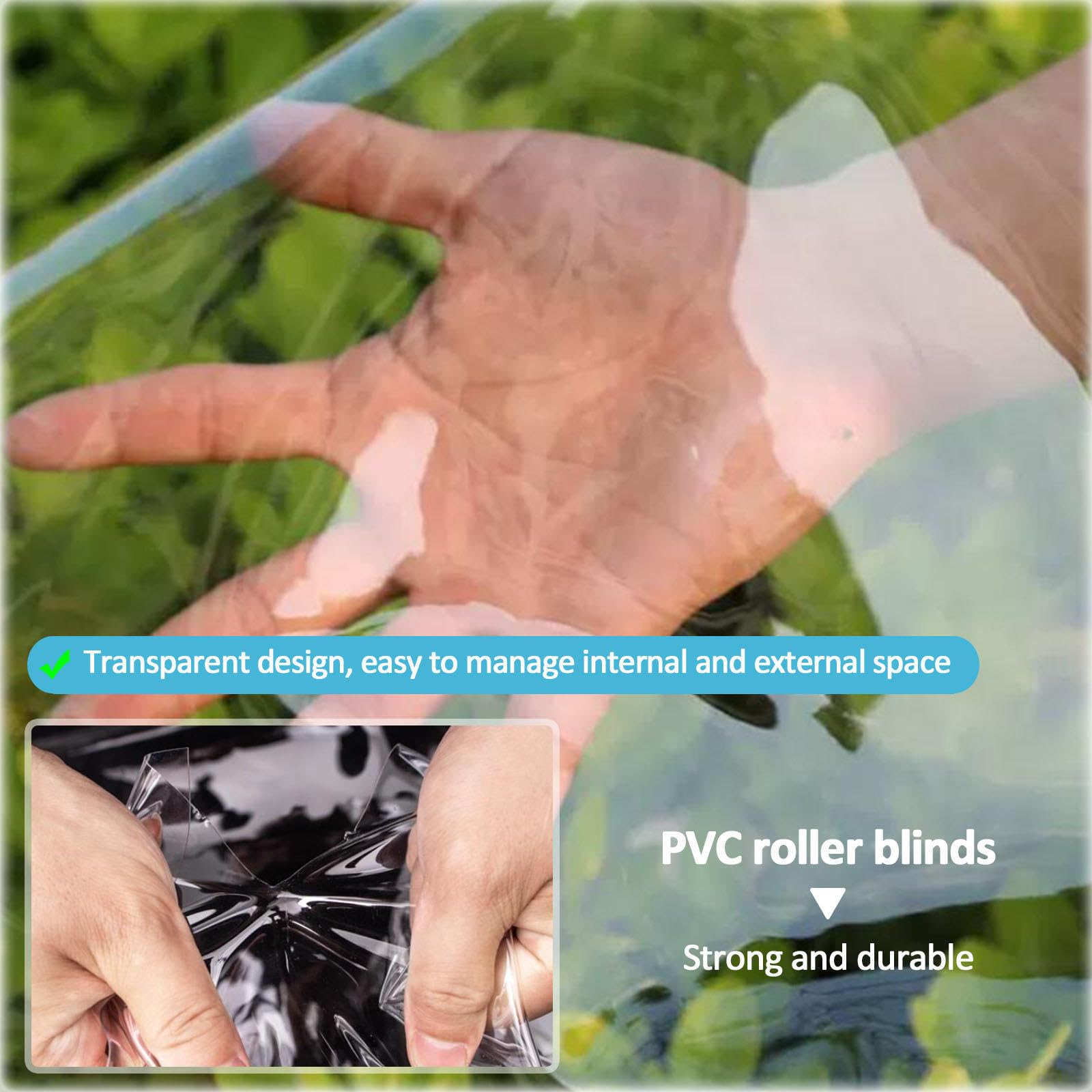 Waterdichte Pvc Rolgordijnen Jaloezieën-Transparante Buitenraam Rolgordijn-Vinyl Kunststof Rolluik,Stofdicht & Regenbestendig,Prieel Balkon Carport Zijgordijnen,Duidelijke,W×H-75×150cm/29.5×59in
