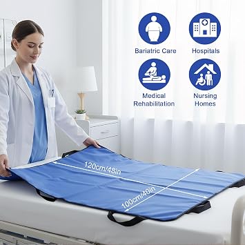 Positioning Bed Pad with Handles, Transfer Sheet Draw Sheets | 122*100cmBedridden Bed Position Pads Elderly Slide Sheets for Moving Patients on Bed Patient Transfer Board for Obese,Elderly