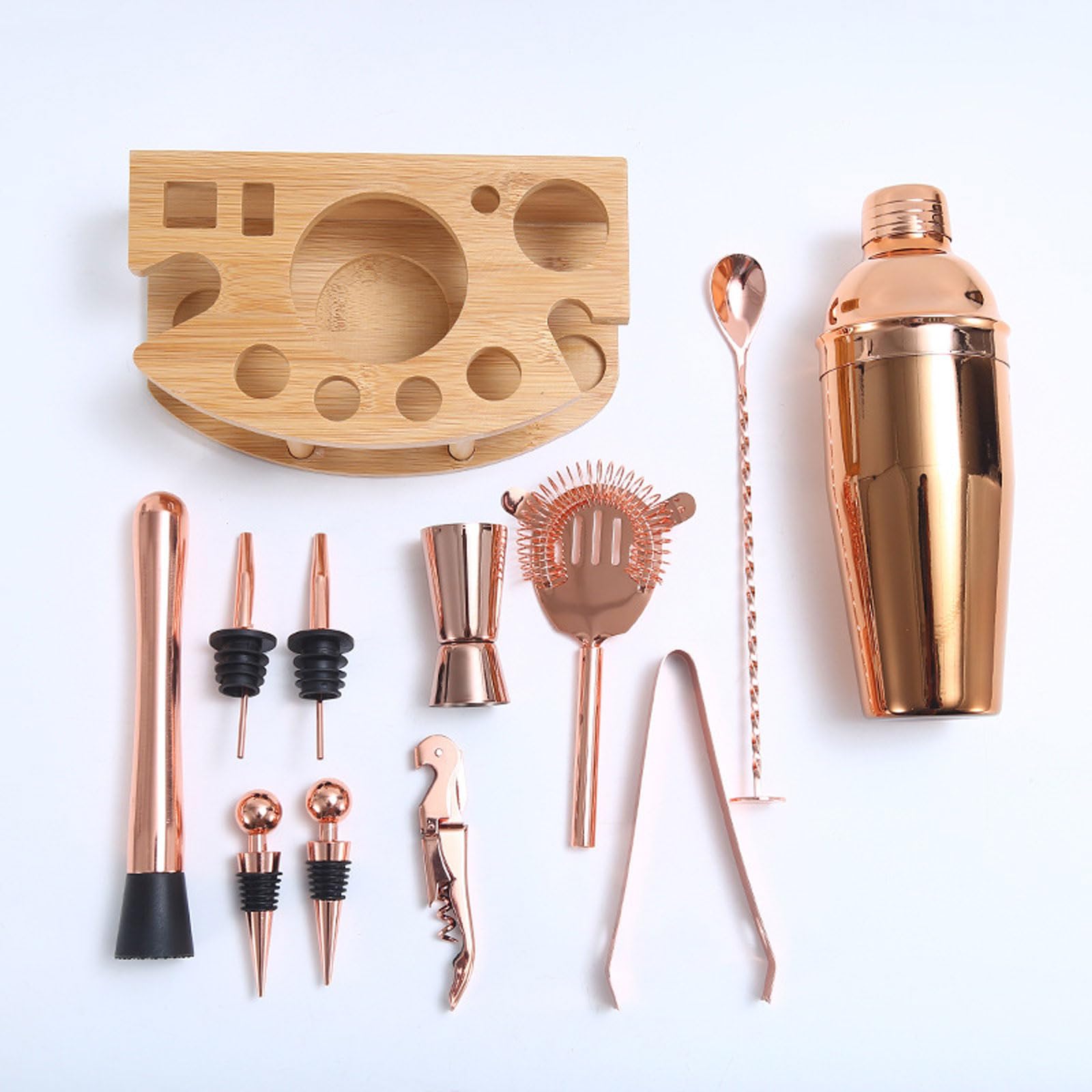 750 ml Coctelera para Cócteles Kit 12 piezas Coctelera de Acero Inoxidable Con Soporte con Mortero de Cóctel Profesional Barman Herramientas set de regalo para Mezclar Bebidas,Barra,hogar,Fiestas