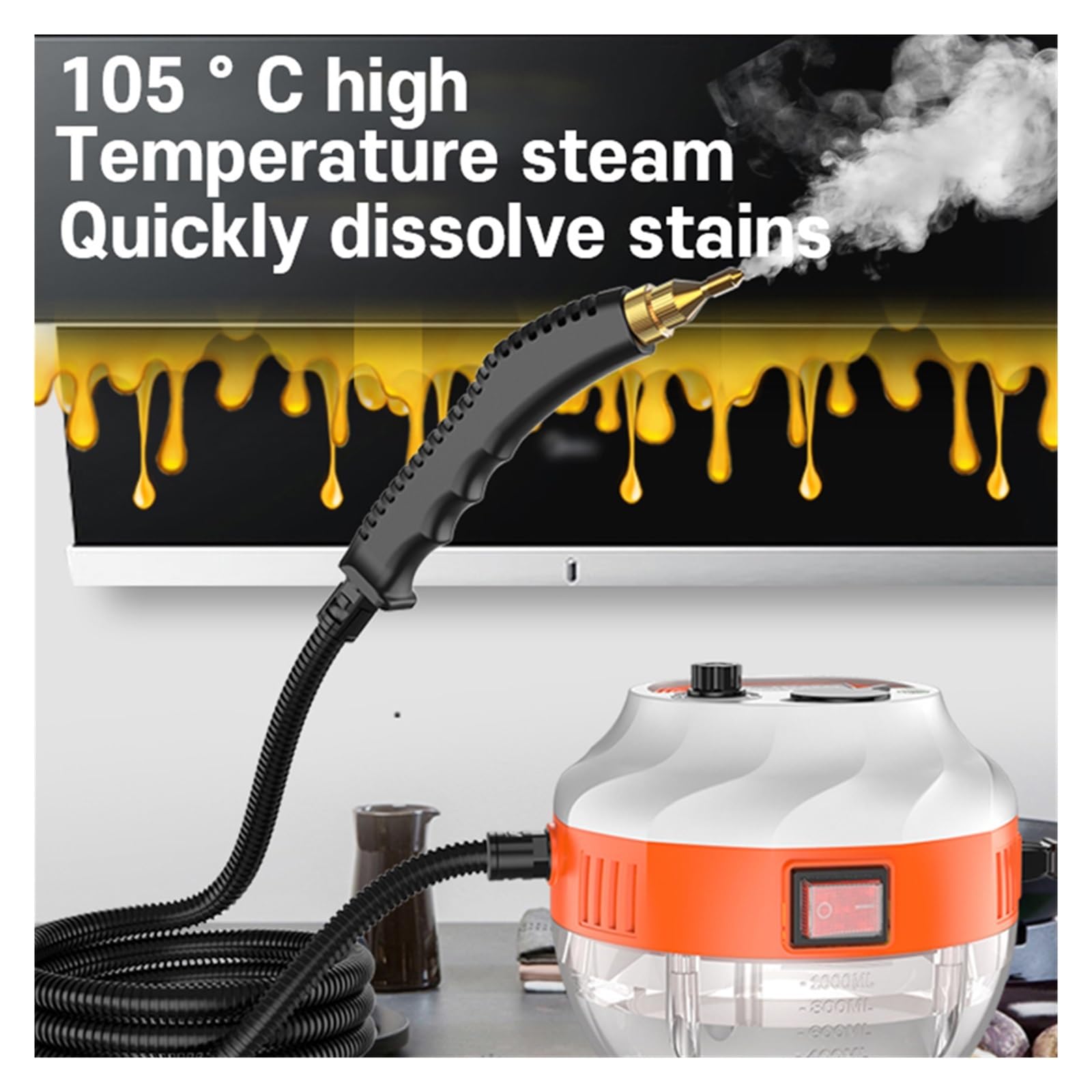 Wysokotemperaturowy odkurzacz parowy, sterylizacyjny generator pary do czyszczenia klimatyzatora kuchennego sprzętu AGD Samochód, Zasłony(Oranje)