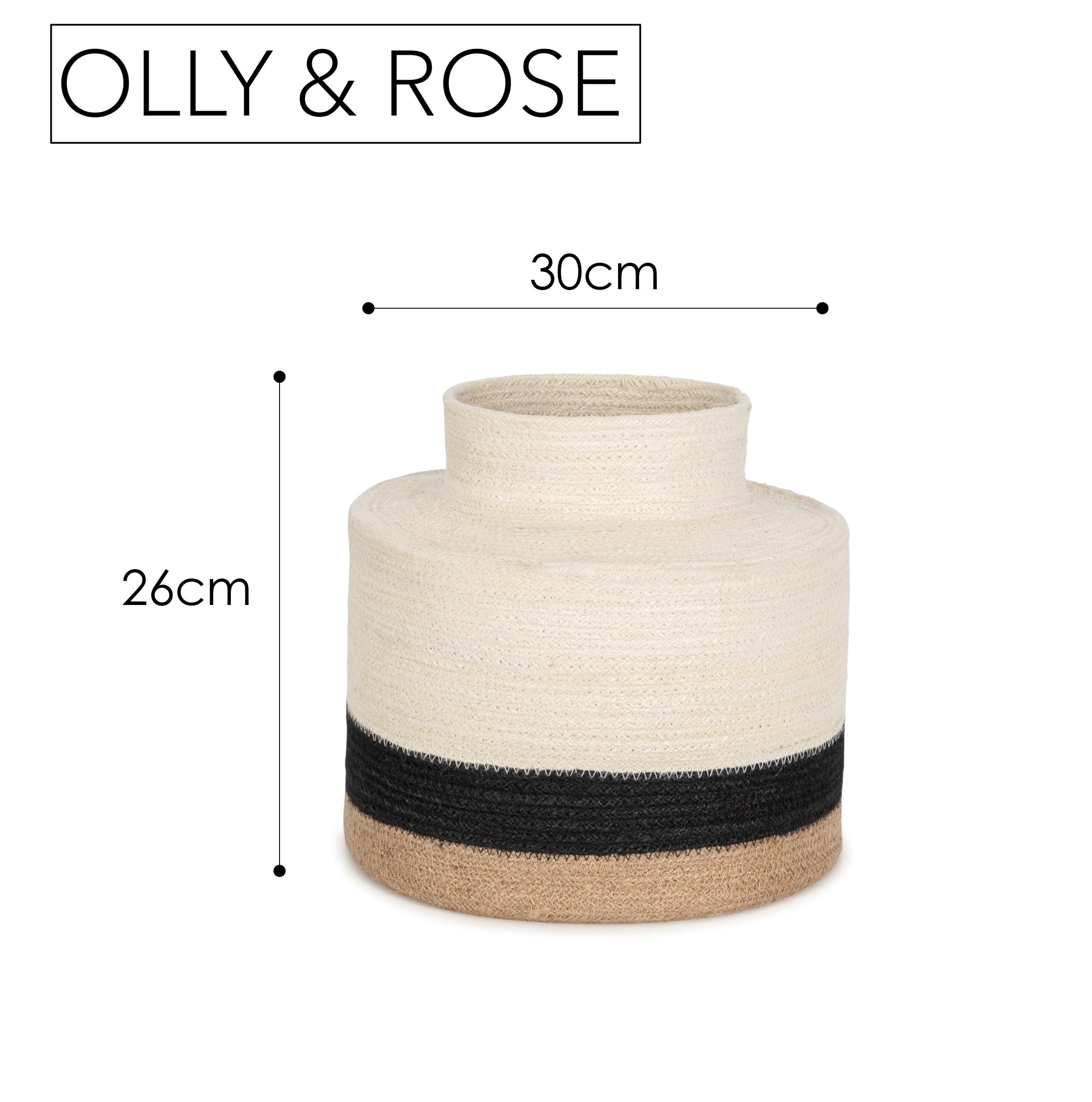 Olly & Rose Baker Pot Panier de rangement en jute 30 cm x 26 cm – Naturel fait à la main – Panier de rangement et d'exposition pour plantes de qualité supérieure Décoration d'intérieur