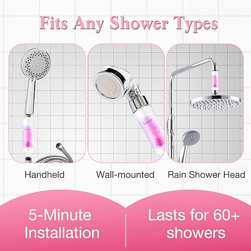 Miniatura 5 de Filtro de ducha con vitamina C para agua dura, filtro de cabezal de ducha a sedimento de fluoruro de cloro, cabezal de ducha filtrado purificador de