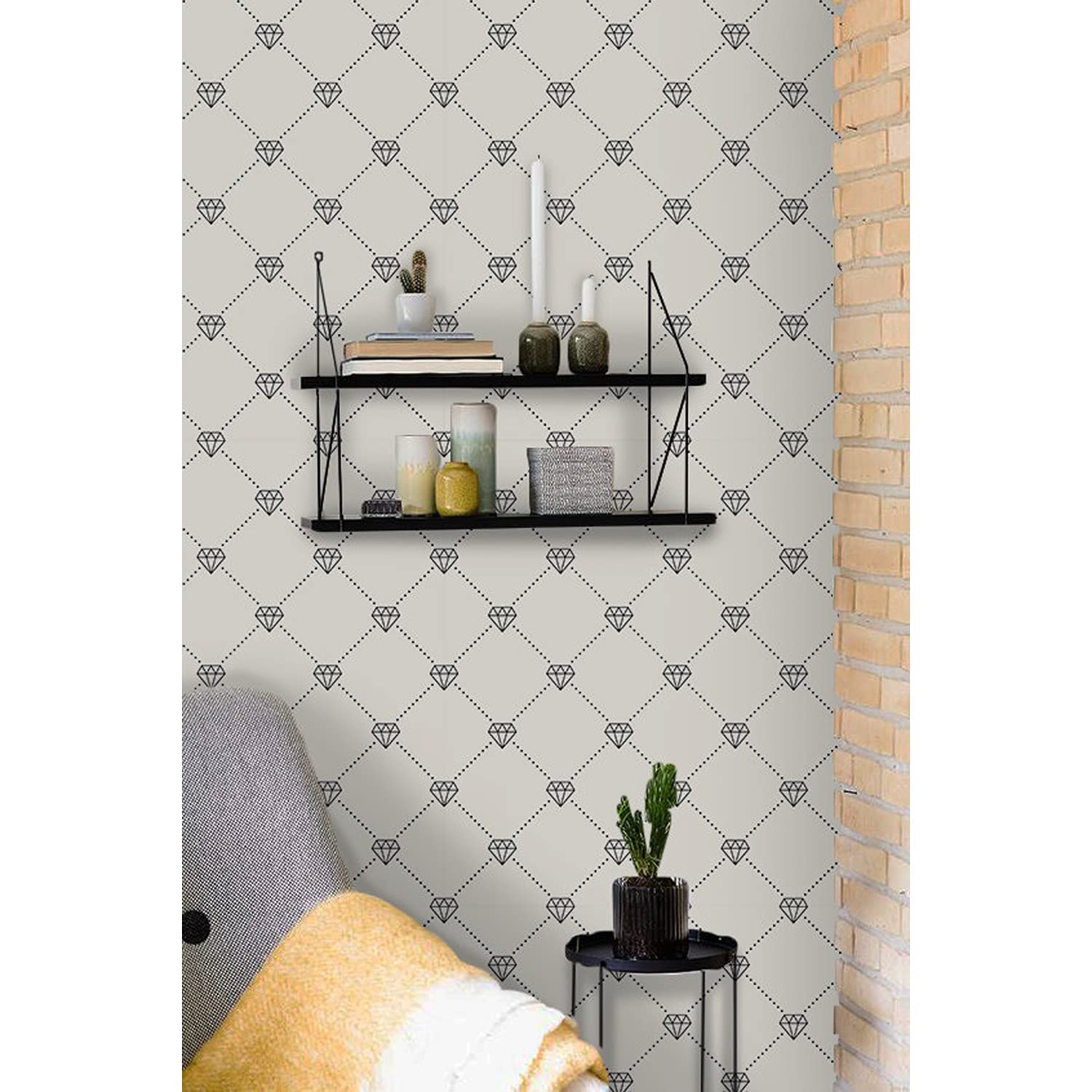 Papier peint intissé diamants rétro pour masquer les imperfections de vos murs