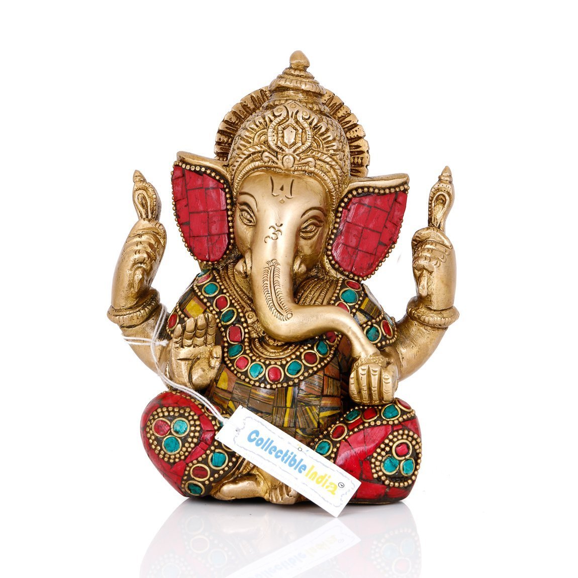 Collectible India 5.5″ Lord Ganesha Brass Idol Statue for Pooja Home Décor Gifts, God Ganesh Sculpture Diwali Decoration Items. Collectible India 5.5″ Lord Ganesha Brass Idol Statue for Pooja Home Décor Gifts, God Ganesh Sculpture Diwali Decoration Items.