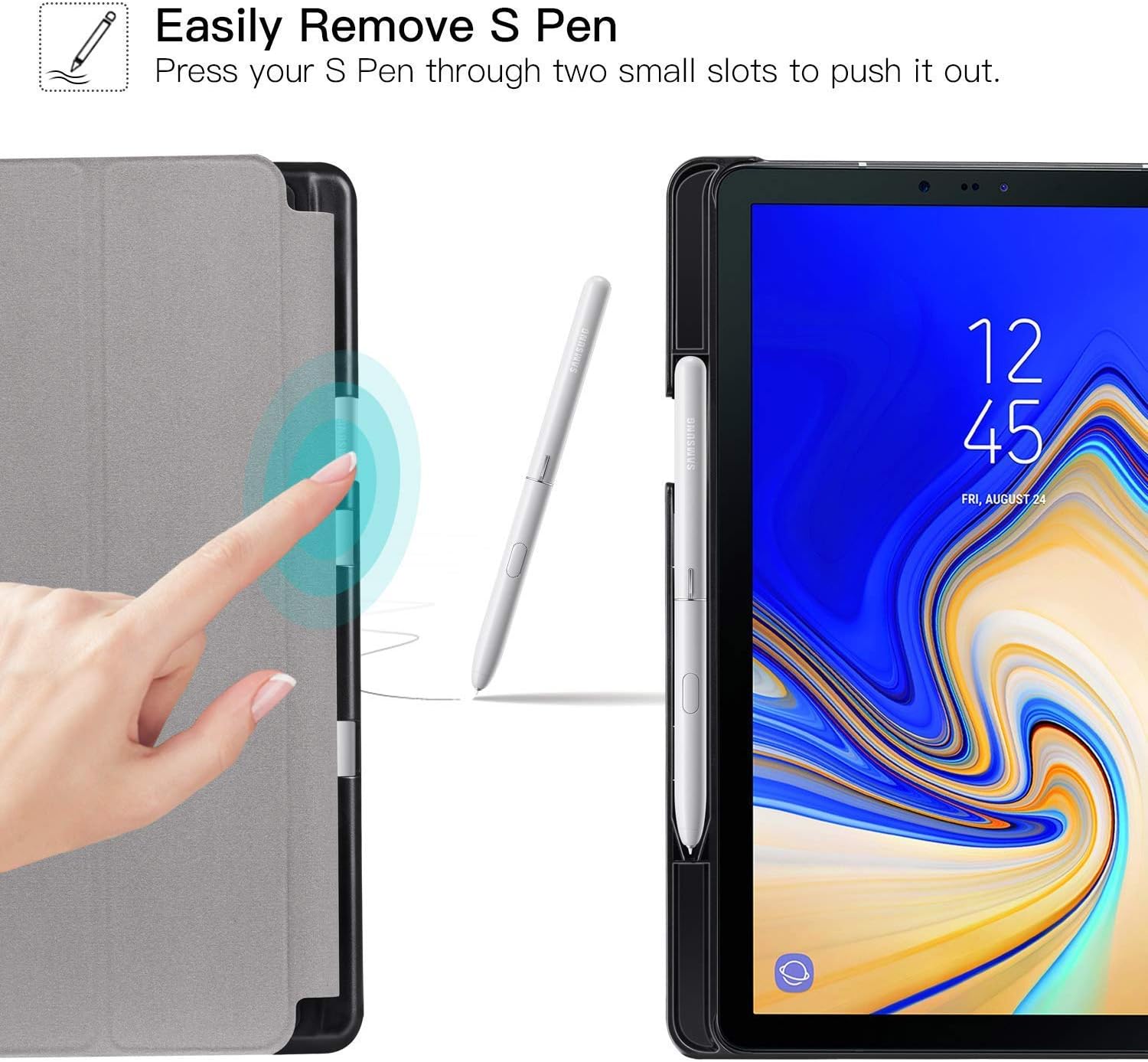 Ztotop Case for Samsung Galaxy Tab S4 10.5 Inch 2018 with S Pen Holder- Lightweight Slim Trifold Stand Cover with Auto Sleep/Wake for Samsung Tab S4 10.5 Inch Tablet SM-T830 /T835/T837-Black