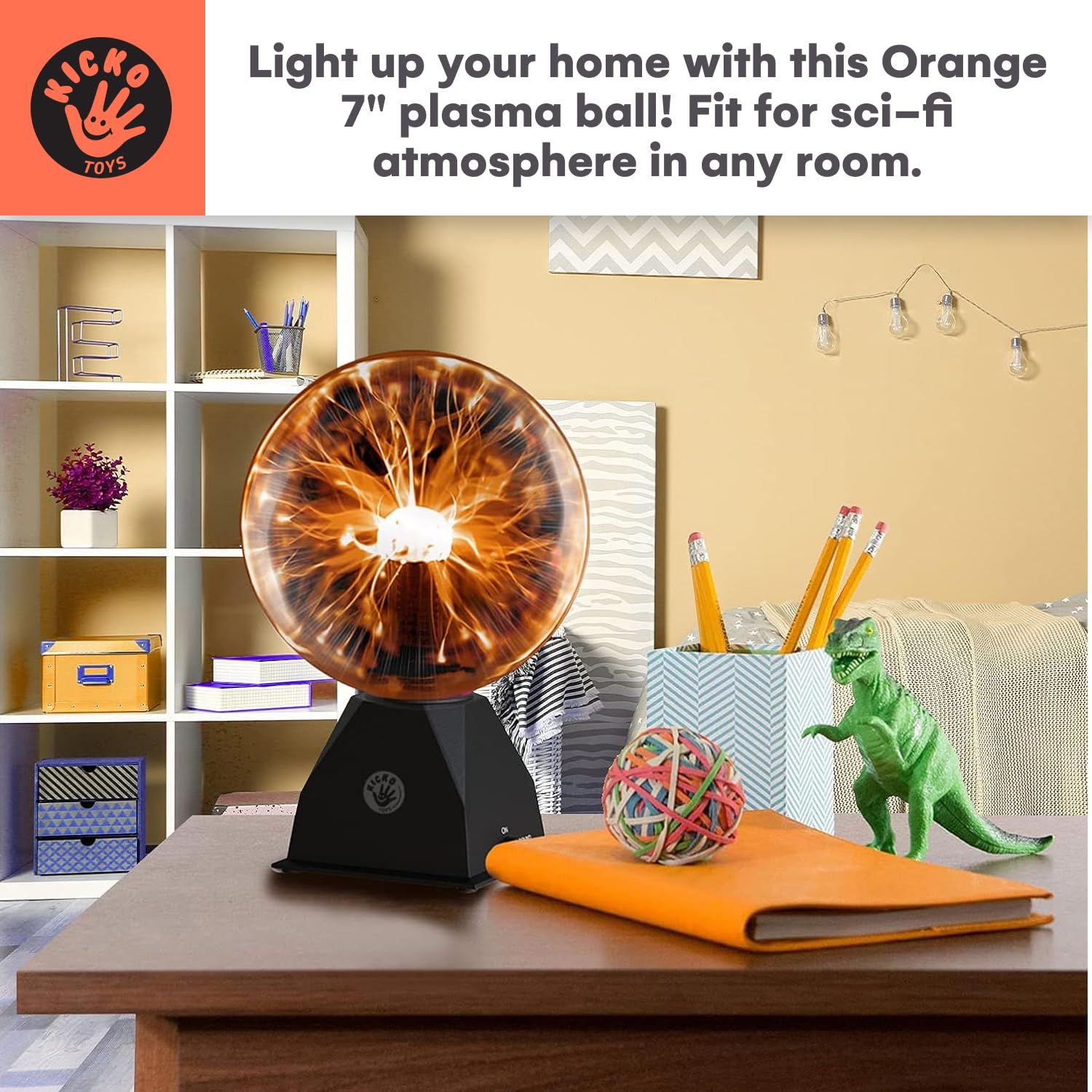 Plasma Ball Katzco 7 Inch Interactive Orange - Magic Light, Electricity,  Nebula, Thunder Lightning, Plug-in Lightning Lamp, image size:1500x1500