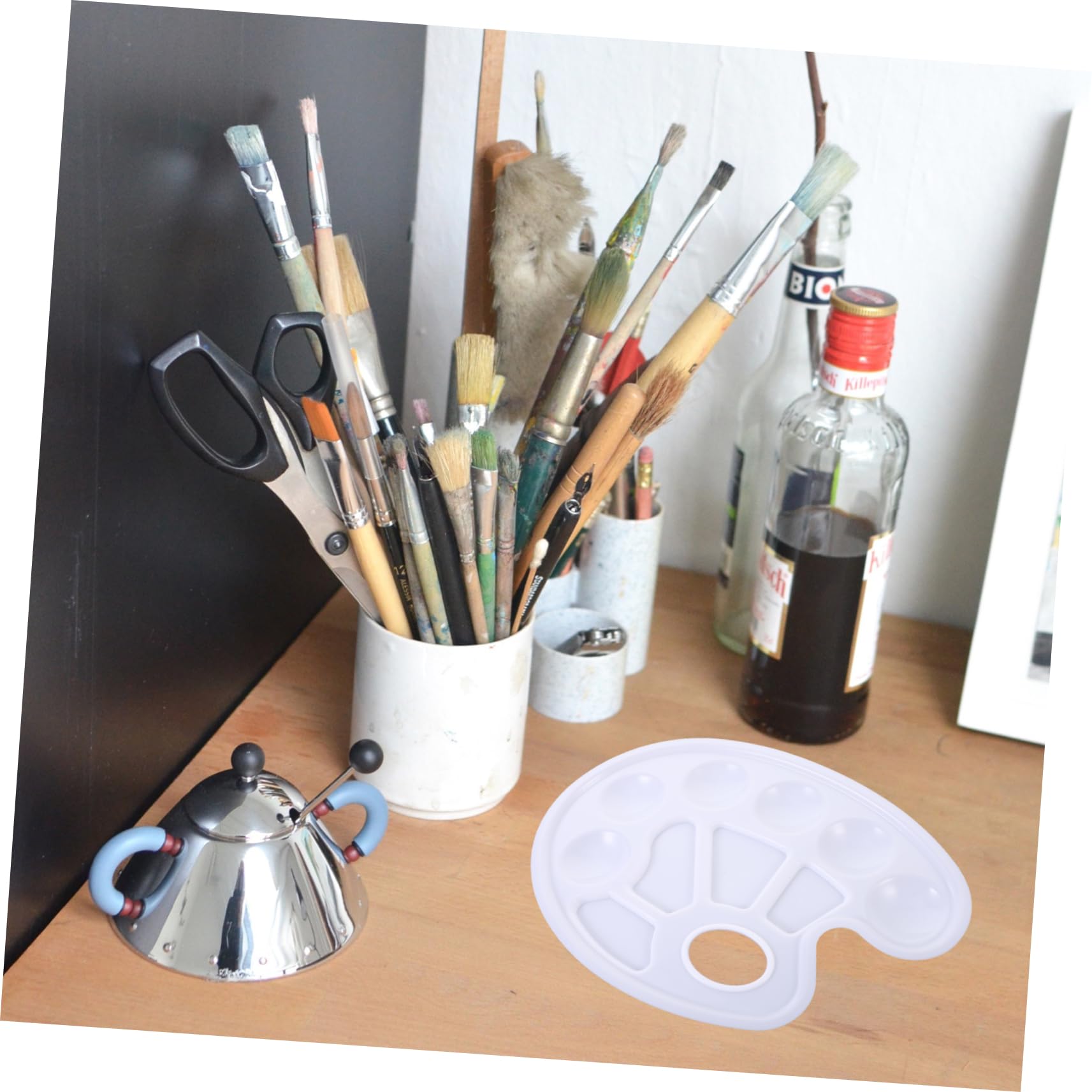 Tofficu 4 Ensembles Doublure De Bac À Peinture Palette Palettes De Bacs À Peinture Plateaux Boîte De Palette Vide Palette De Peinture À l'huile Plastique Blanche 10 Pièces * 4