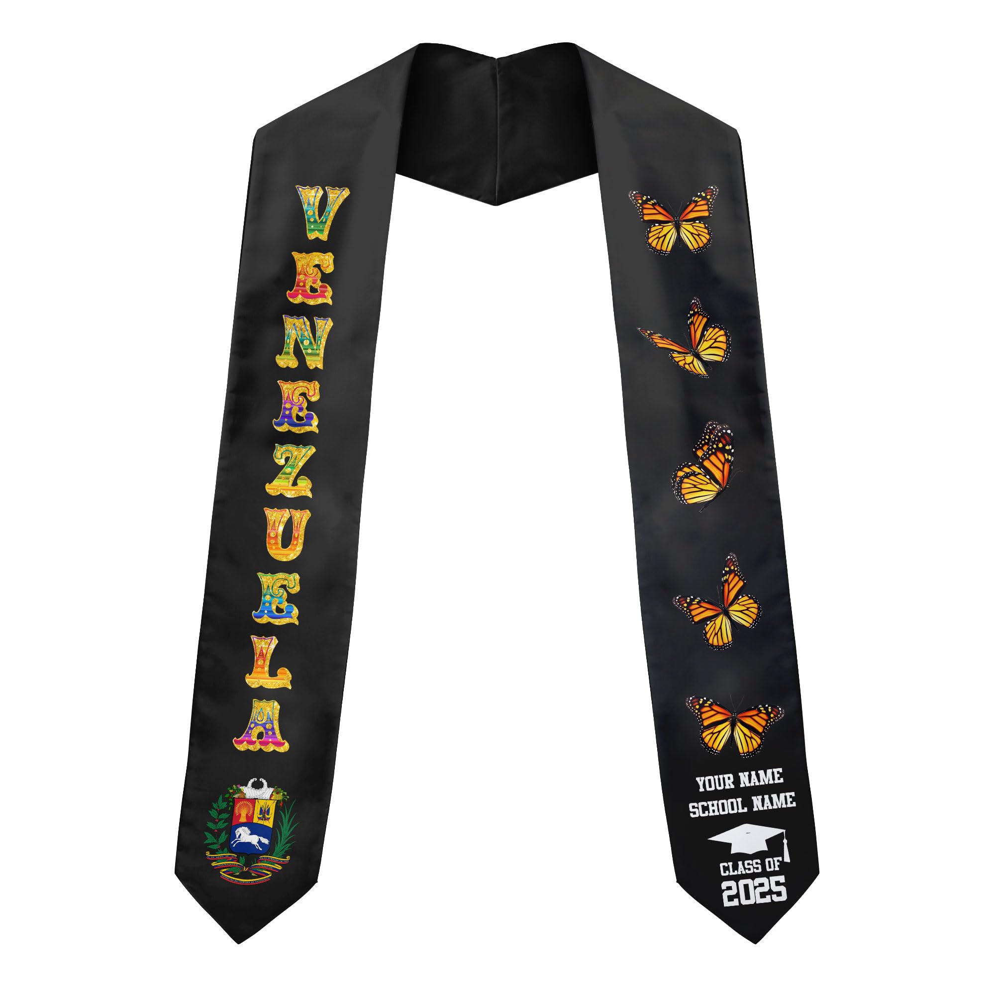 MonkeyVan Custom Venezuelan Flag Graduation Stole 2025 Venezuela Graduation Sash Venezuelan Flag Graduation Sash Class Of 2025 Vnzl 12