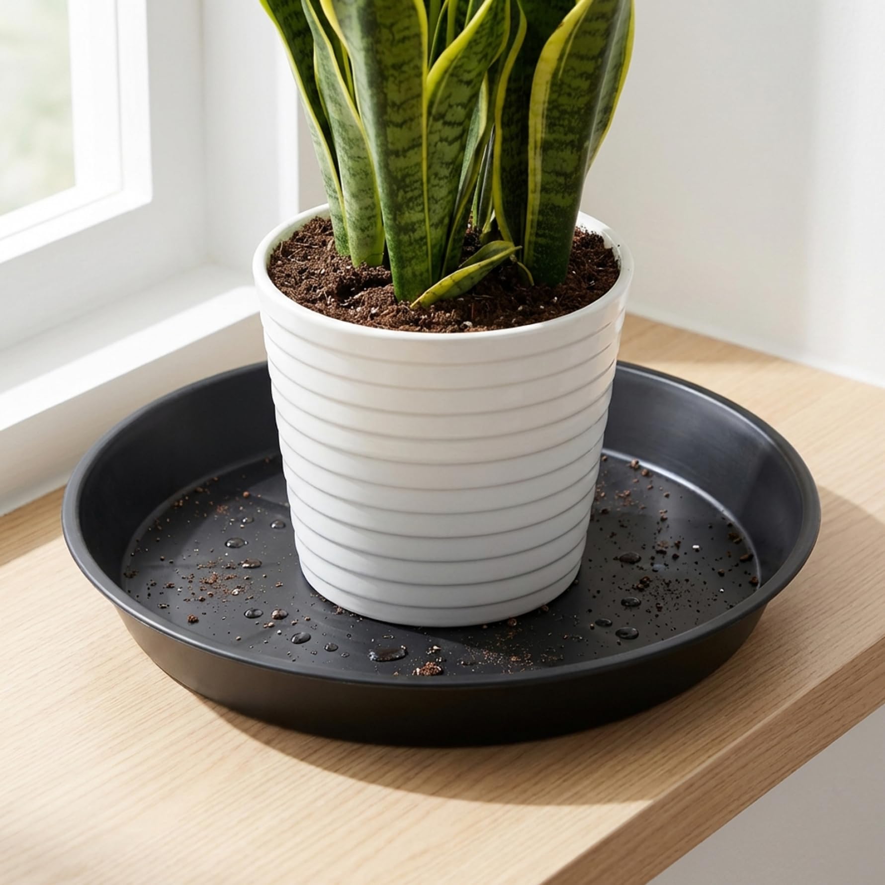 Lot de 2 Plateaux collecteurs d'eau pour Plantes de 45, 7 cm en Plastique Robuste, soucoupes pour Pots Fleurs, Grandes soucoupes pour Plantes d'intérieur et 'extérieur, Plateau Drainage