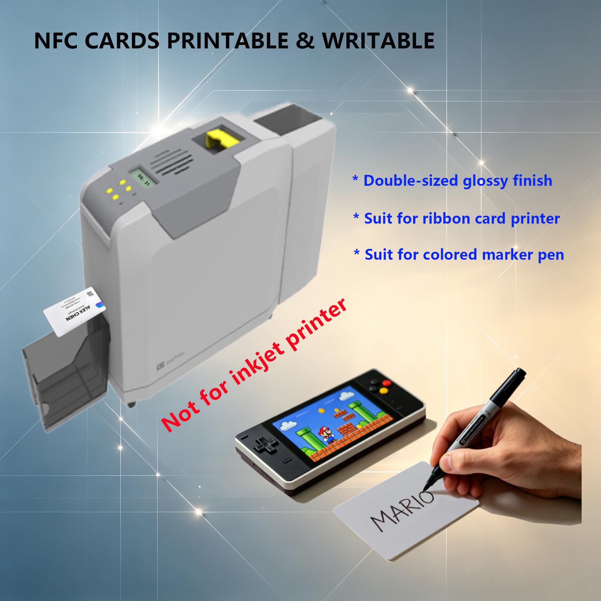 40 tarjetas de PVC NTAG215 en blanco, tarjetas NFC inteligentes para el hogar y la oficina, tarjetas NFC programables y regrabables, tarjetas de juegos, buena compatibilidad, tarjetas NFC blancas