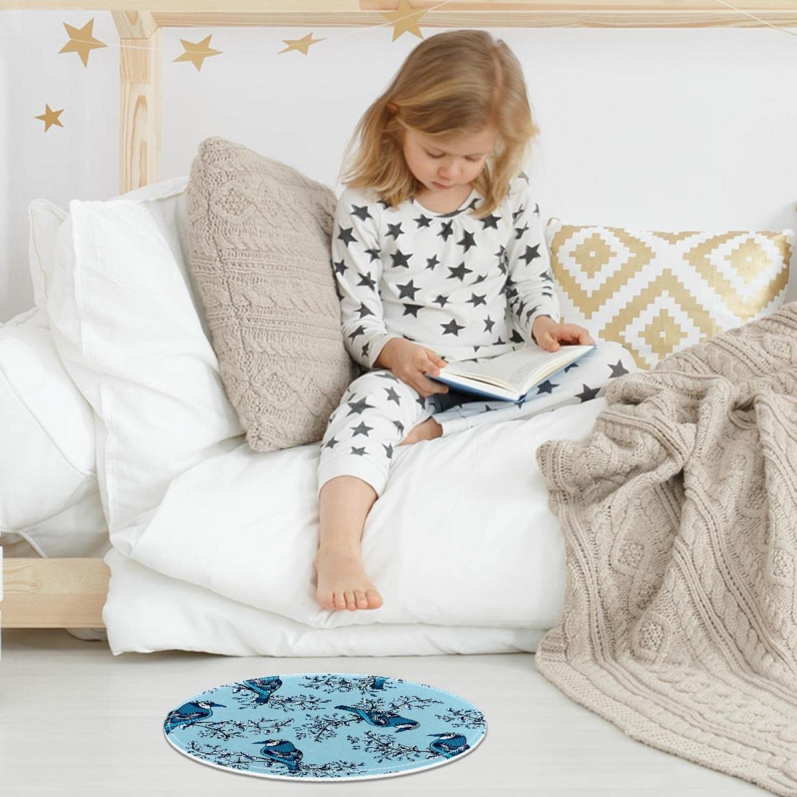 VBFOFBV Tapis Ronds Doux pour Enfants bébé Filles Chambre d'adolescent Cercle Tapis de pépinière pour Chambre Salon décor à la Maison,Vache Modèle Brun Dessin Animé Animal