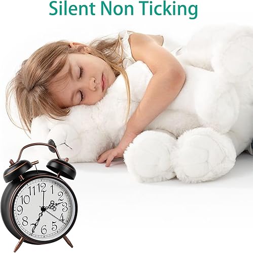 Miniatura 5 de pxy - Reloj despertador retro para personas con sueño profundo con esfera 3D, funciona con batería (batería incluida), reloj despertador analógico