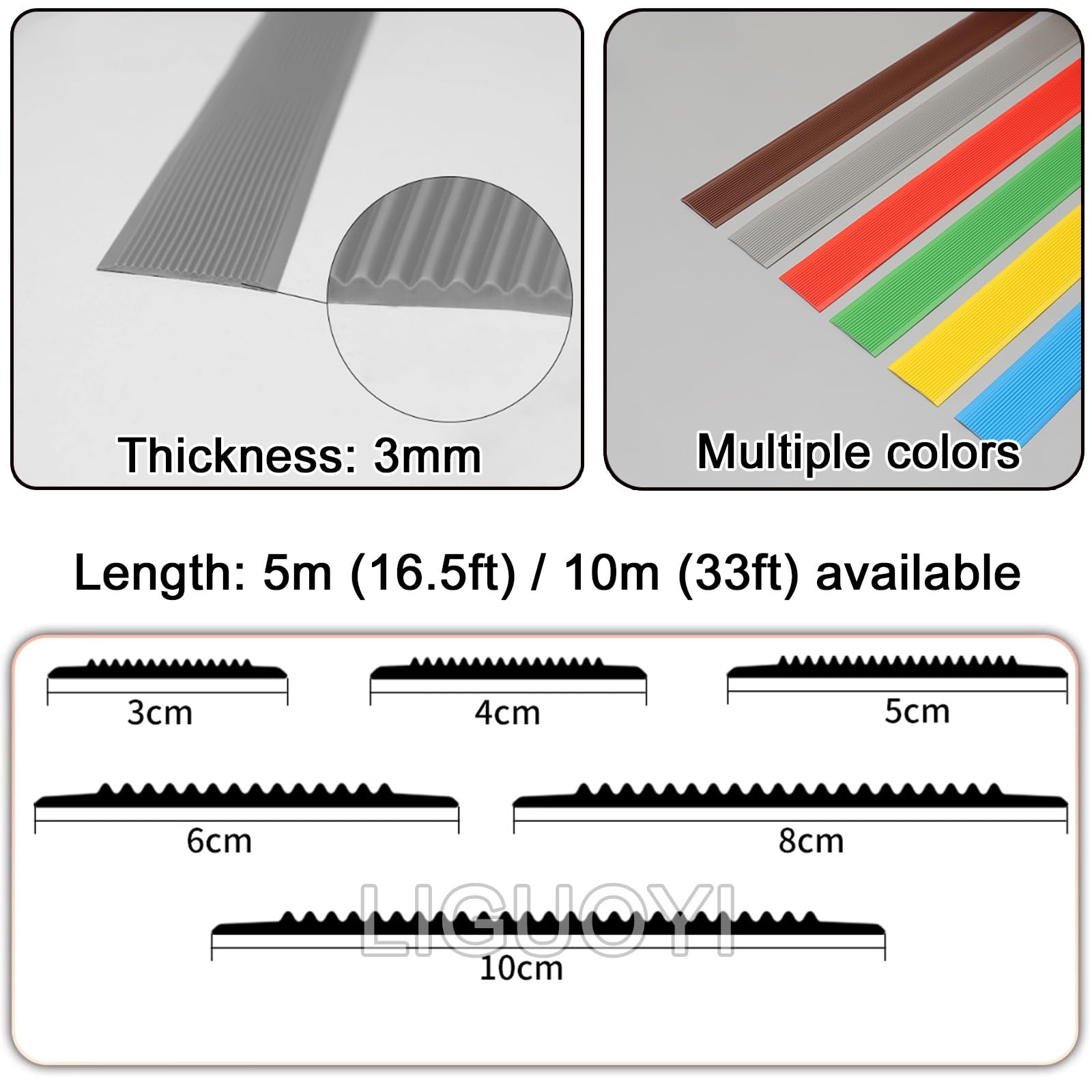 LIGUOYI Cinta Antideslizante para Peldaños Y Escalera 6cm 8cm 10cm × 5 M 10m Tiras PVC Antideslizante, Cinta Abrasiva Impermeable para Suelos, Rampas Interiores Y Exteriores(Brown,10cmx5m)