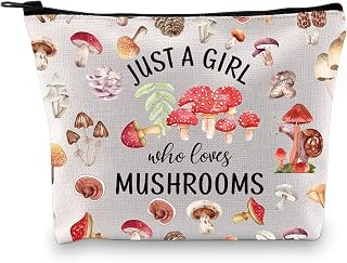 Mushroom Makeup Bag Mushroom Lover Gift Mushroom Hunting Gift Just a Girl Who Loves Mushrooms Zipper Pouch (Mushroom Makeup Bag ca)