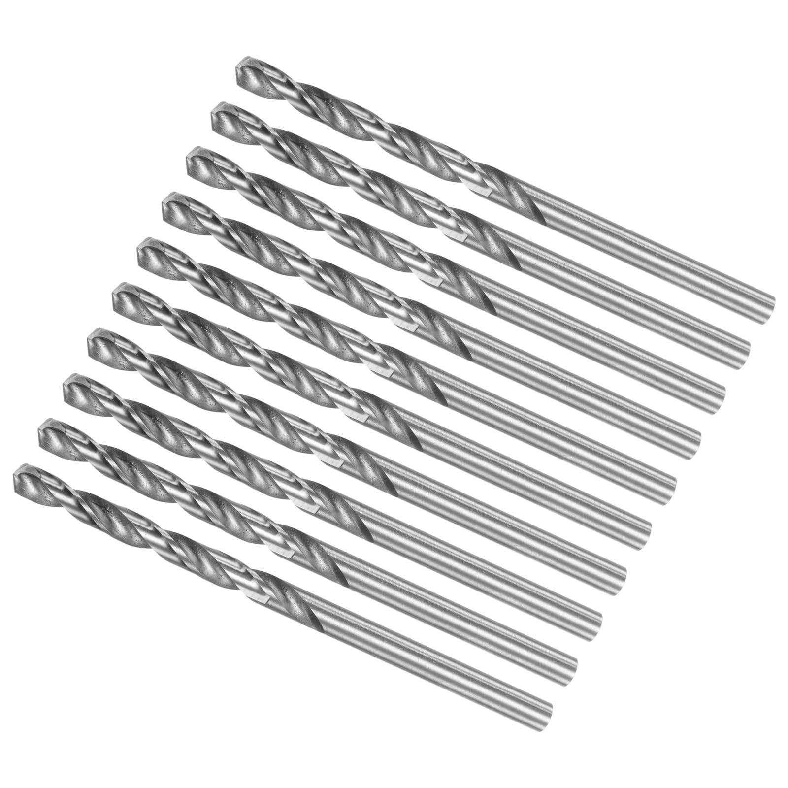 CoCud Twist Drill Bits, 3.95mm Drill Diameter 74mm Total Length, 6542 High Speed Steel Straight Shank Twist Drill Bit - (Applications: for Hardened Metal Woodwork), 10-Pieces