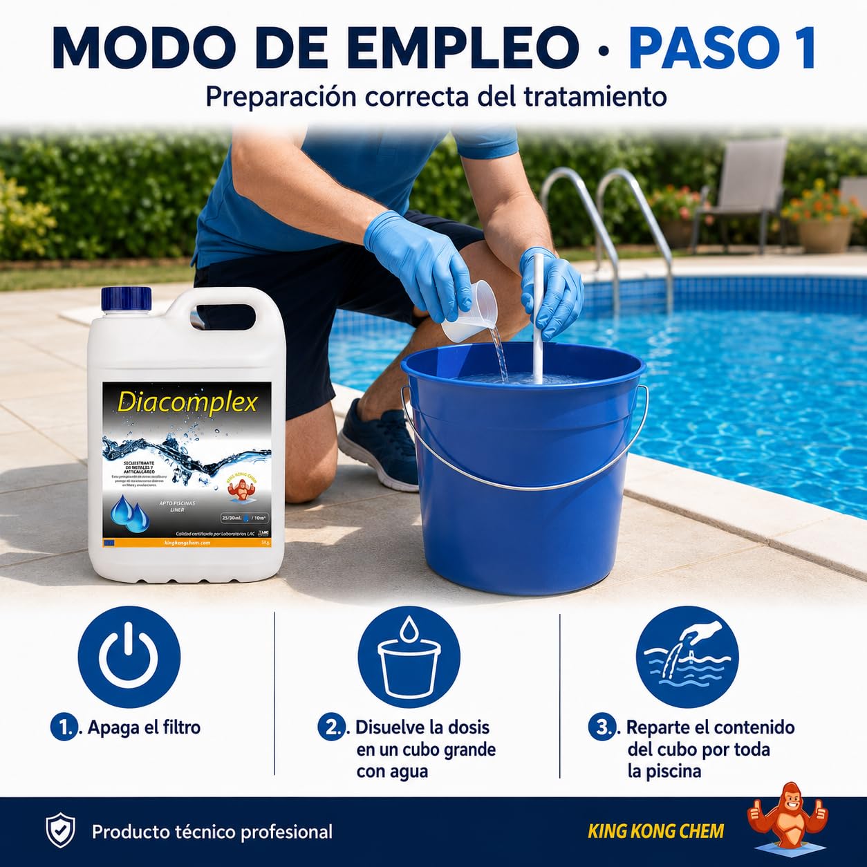 Diacomplex 5 litros - SECUESTRANTE DE Metales (Hierro, Calcio, manganeso...) Y ANTICALCÁREO para Piscina. Ideal para el Uso en Aguas Que se vuelven Marrones al echar el Cloro