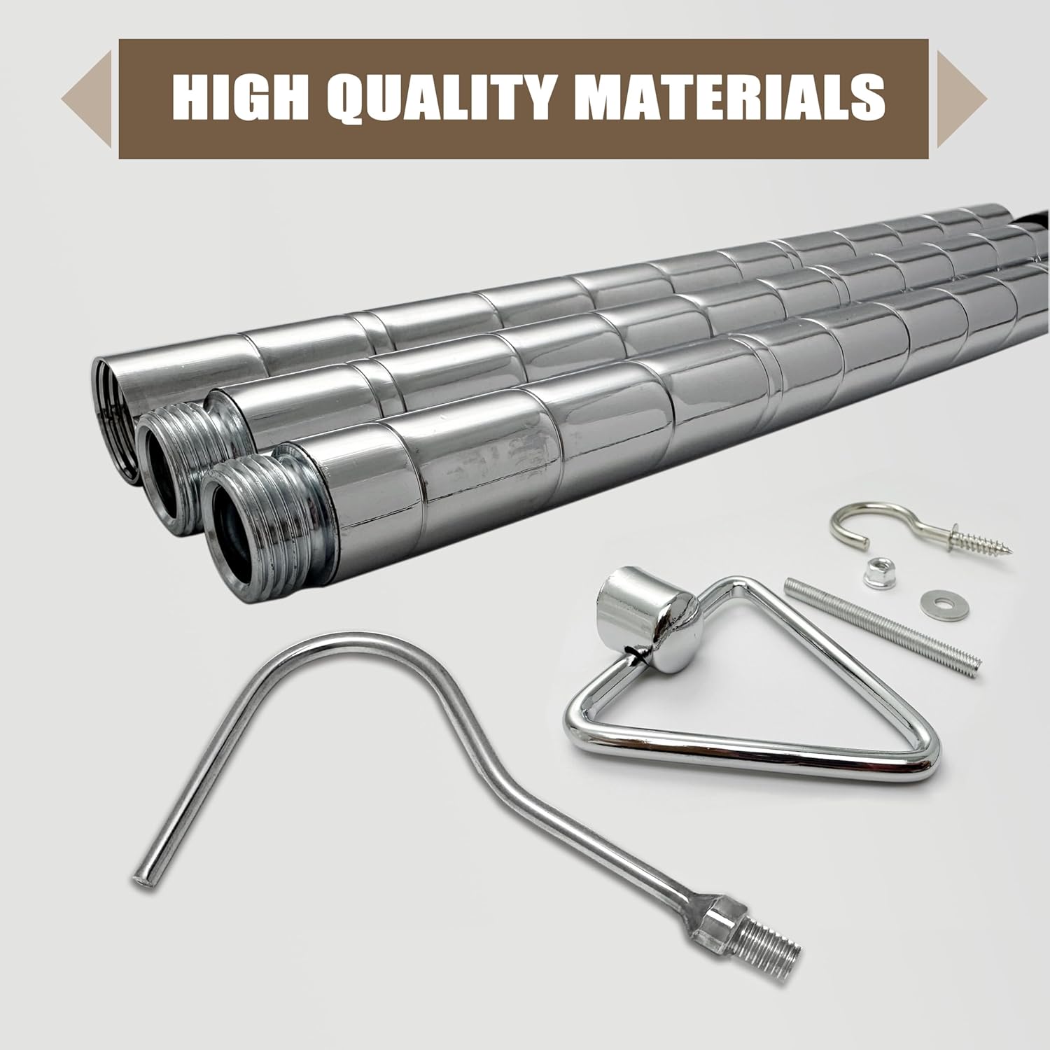 Complete Ladder Pull Down System Kit, Attic Pull System Hook Set Replacement for Cord Ropes with 48.4 Inch Extension Pole and Copper Storage Hook Handle Parts Tool