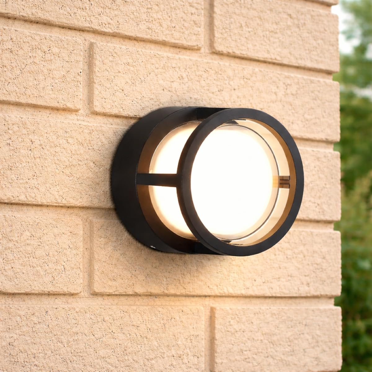CGC Lighting Outdoor Wall Light LED Wall Ceiling Outdoor Bulkhead Light Waterproof Shed Conservatory Garden Porch Patio Driveway Garage (Black Round Hudson)