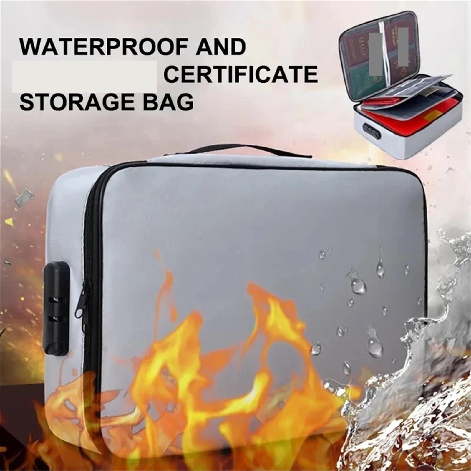 Bolsa con contraseña for documentos, organizador de cremallera, resistente al agua, for viajes, almacenamiento dinero, estuche for tarjetas multicapa Para Documentos