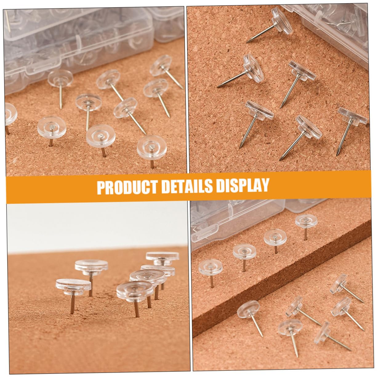 Gadpiparty 5 Ensembles Ongles en Forme D'id À Tête Plate des Murs Panneau De Liège pour Planches Panneau Perforé Punaises Pousser Punaises Claires Marquer Plastique 200 Pièces * 5