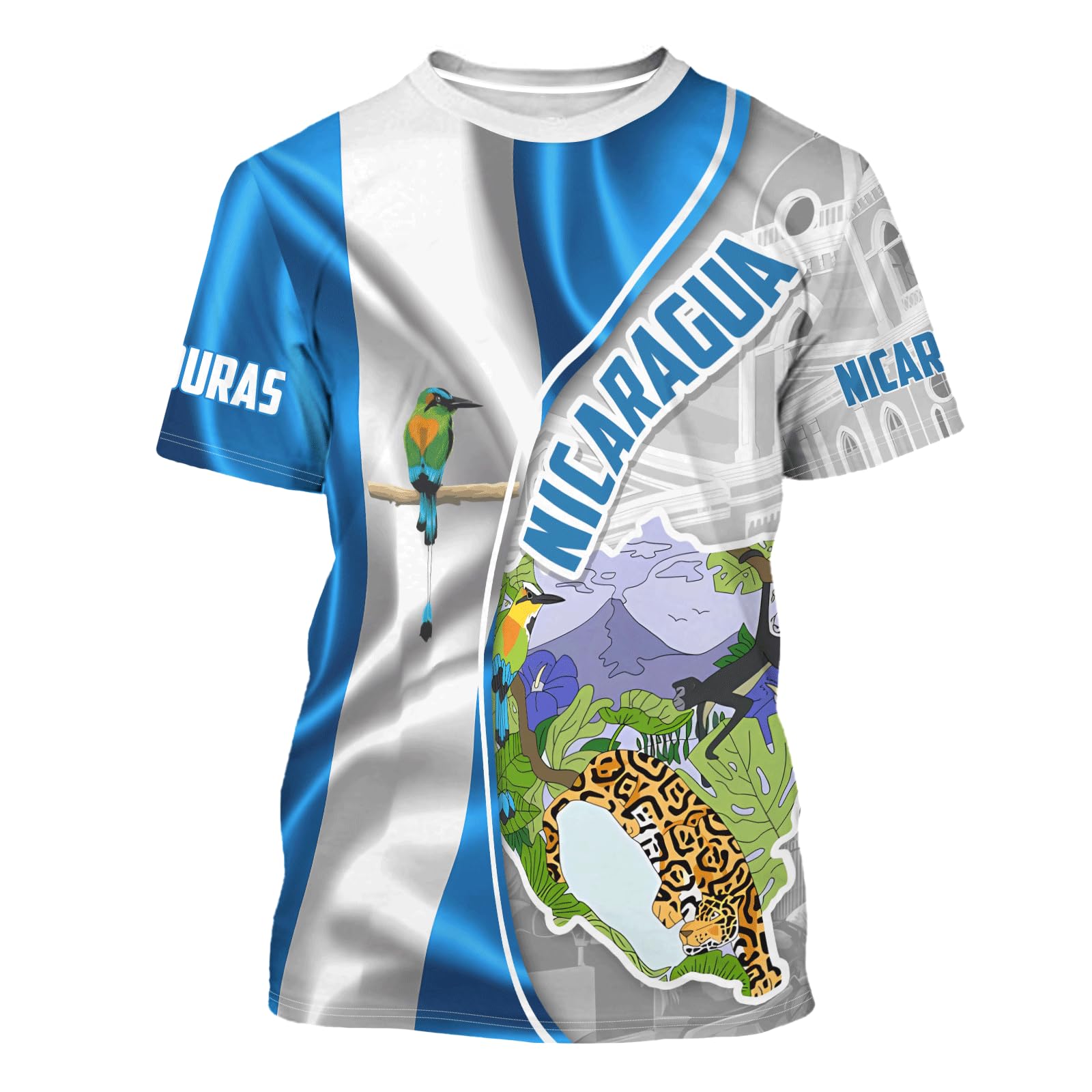 DFZ Nicaragua Flag Shirt Novelty Tee Short Sleeve Tops Graphic 3D Printed Nicaragua Men Shirt Jersey