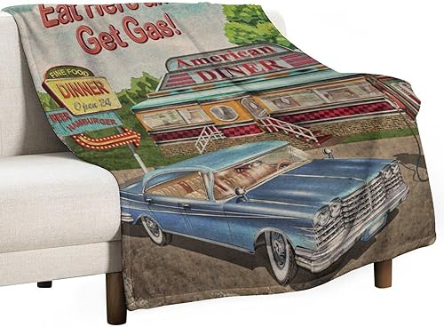 Miniatura 91 de Manta clásica retro para automóvil, diseño clásico de automóvil clásico americano, diseño de motocicleta, manta de franela súper suave para cama y